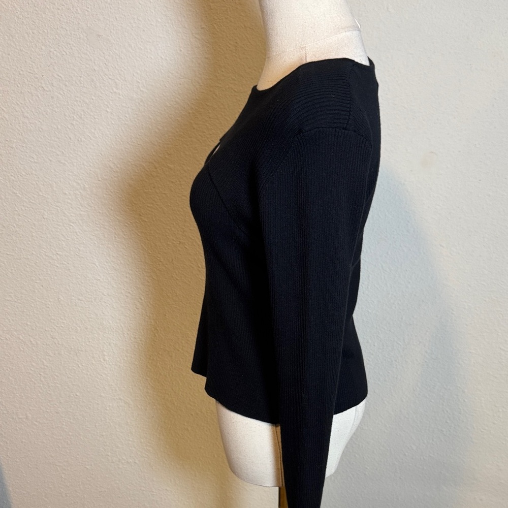 Petal & Pup Black Cutout Rib Knit Long Sleeve Top size Large - Picture 5 of 13